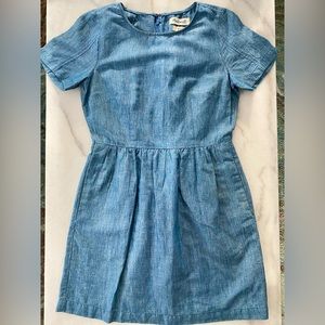 Madewell Denim Blue Chambray Songbird Avalon HIDDEN POCKETS Mini Dress